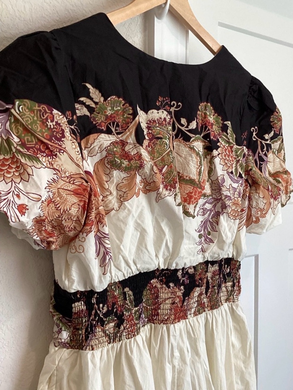 Anthropologie Katerina Button Front Floral Dress in Black and Cream - Picture 7 of 10